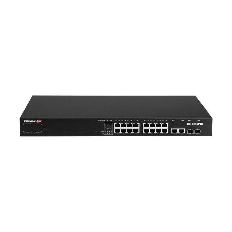 Edimax GS-5216PLC netværksswitch Administreret Gigabit Ethernet (10/100/1000) Strøm over Ethernet (PoE) Sort