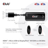 CLUB3D CAC-1335 videokabel adapter 1 m HDMI + USB DisplayPort Sort
