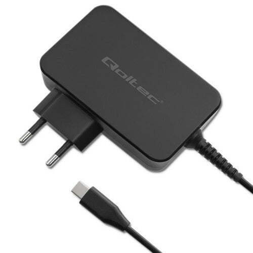 Qoltec 52388 oplader til mobil enhed Laptop, Bærbar spillekonsol, Strømbank, Smartphone, SmartWatch, Tablet Sort Hurtig opladning Indendørs