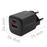 Qoltec 50764 oplader til mobil enhed Laptop, Bærbar spillekonsol, Strømbank, Smartphone, SmartWatch, Tablet Sort Vekselstrøm Hurtig opladning Indendørs