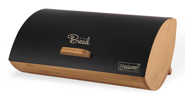 Maestro MR-1775-BLACK brødkasse Andet Sort, Træ Bamboo, Metal