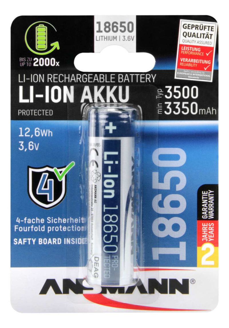Ansmann 1307-0001 husholdningsbatteri Genopladeligt batteri 18650 Lithium-Ion (Li-Ion)