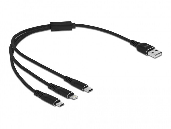 DeLOCK 87152 USB-kabel USB 2.0 0,3 m USB A USB C/Micro-USB B/Lightning Sort