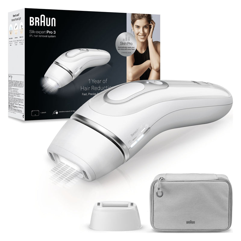 Braun Silk-expert Pro Silk expert Pro 3 PL3020 Intenst pulserende lys (IPL) Sølv, Hvid