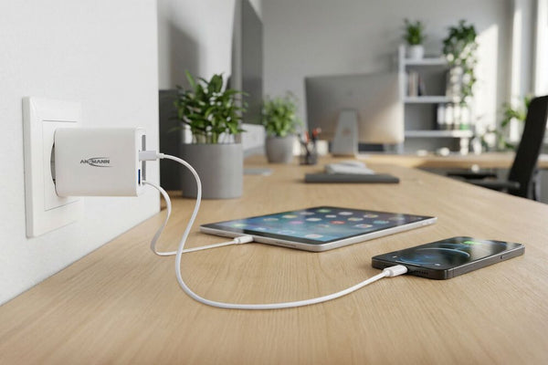 Ansmann 1001-0186 oplader til mobil enhed Tablet, Smartphone Hvid Vekselstrøm Hurtig opladning Indendørs
