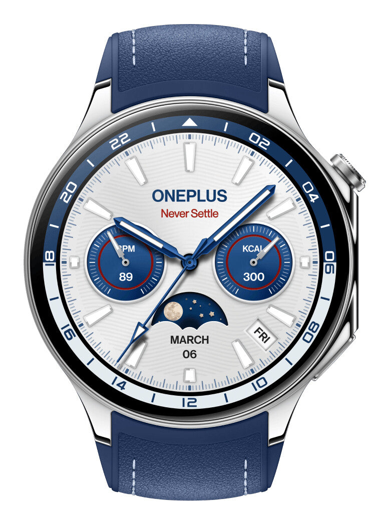 OnePlus Watch 2 3,63 cm (1.43") AMOLED 47 mm Digital 466 x 466 pixel Berøringsskærm Blå Wi-Fi GPS (satellit)