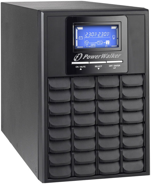 PowerWalker VFI 1000C LCD UPS-enhed Dobbeltkonvertering (online) 1 kVA 800 W 3 AC stikkontakt(er)