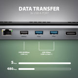 Axagon HMC-4KX3 dockingstation Ledningsført USB 3.2 Gen 1 (3.1 Gen 1) Type-C Grå