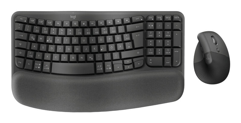 Logitech Wave Keys and Lift Combo tastatur Mus inkluderet Universel Bluetooth QWERTZ Tysk Grafit