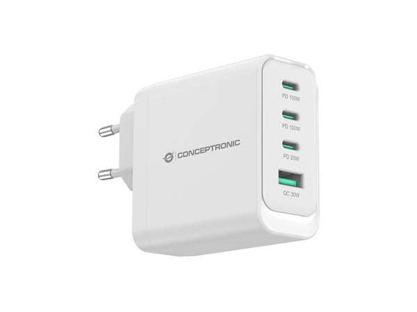 Conceptronic ALTHEA22W100 oplader til mobil enhed Universel Hvid Vekselstrøm Hurtig opladning Indendørs