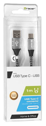 Tracer TRAKBK46265 USB-kabel USB 2.0 1 m USB C USB A Sort, Sølv
