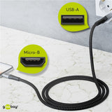 Goobay 49282 USB-kabel USB 2.0 1 m Micro-USB B USB A 0,48 Gbit/sek. 12 W Sort, Grå