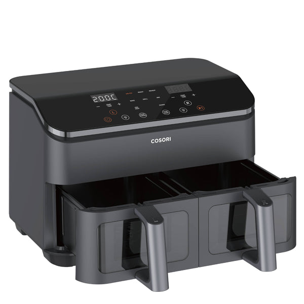 Cosori Dual Basket Chef Edition Dobbelt 8,5 L Enkeltstående 1750 W Varmluftsteger Sort, Sølv