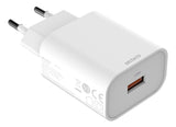 Deltaco USB-AC182 oplader til mobil enhed Universel Hvid Vekselstrøm Hurtig opladning Indendørs