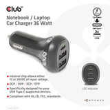 CLUB3D CAC-1921 oplader til mobil enhed Laptop Sort Cigartænder Automatisk