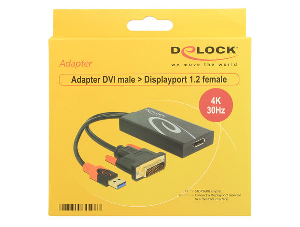 DeLOCK 0.3m, DVI 24+1 + USB-A/Displayport 20p 0,3 m DVI-D + USB HDMI Sort