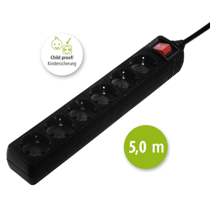 Hama 137266 stikdåse 6 AC stikkontakt(er) Indendørs Sort