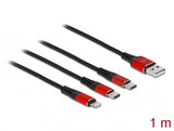 DeLOCK 86709 USB-kabel USB 2.0 1 m USB A USB C/Lightning Sort, Rød