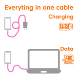 CLUB3D CAC-3010 USB-kabel 2 m USB C 0,48 Gbit/sek. 60 W Lyserød