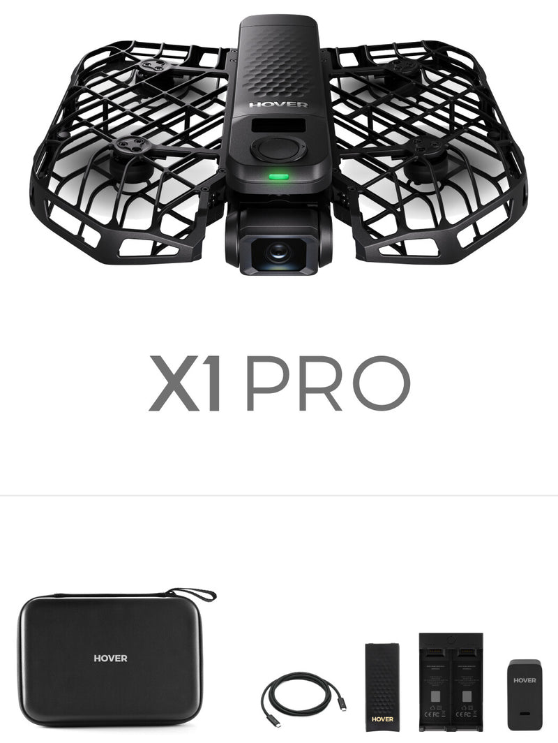HOVERAir X1 Pro Basic Combo 4 rotorer Quadrokopter 12 MP 3840 x 2160 pixel 1920 mAh Sort