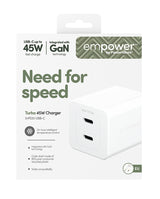 PanzerGlass empower™ by ® Turbo 45W Oplader inkl. 2 x USB-C | EU Stik | Silver White