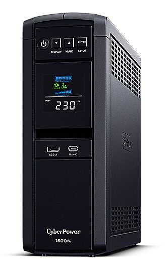 CyberPower CP1600EIPFCLCD UPS-enhed Interaktivt indgangsstik 1,6 kVA 1000 W 6 AC stikkontakt(er)