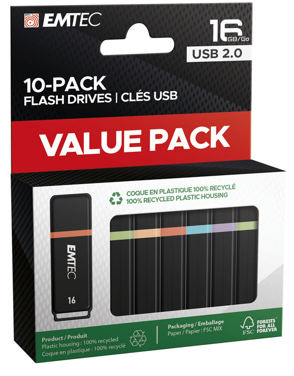 Emtec K100 USB-nøgle 16 GB USB Type-A 2.0 Sort, Flerfarvet