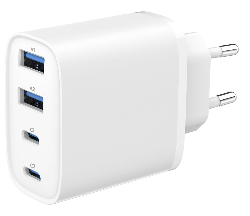 Gembird TA-UC-2A2C-PD40-01-W oplader til mobil enhed Smartphone, Tablet Hvid Vekselstrøm Hurtig opladning Indendørs