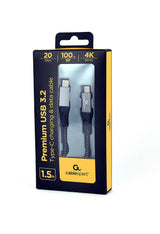 Gembird CCBP-USB3-CMCM100-1.5M USB-kabel USB 3.2 Gen 2 (3.1 Gen 2) 1,5 m USB C 20 Gbit/sek. 100 W Sort, Sølv