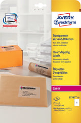 Avery L7567-25 selvklæbende etiket Afrundet rektangel Permanent Transparent 25 stk