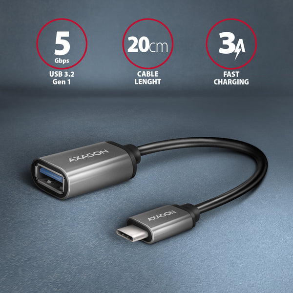 Axagon RUCM-AFAC kabel kønsskifter USB C USB A Grå