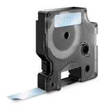 DYMO Ægte D1-etiketter | Hvid tekst på klar tape | 12 mm x 7 m | Selvklæbende etiketter til LabelManager-mærkemaskiner | Fremstillet i Europa
