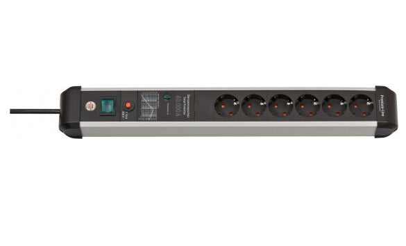 Brennenstuhl 1391010601 stikdåse 5 m 6 AC stikkontakt(er) Indendørs Sort, Sølv