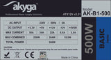 Akyga AK-B1-500 enhed til strømforsyning 500 W 20+4 pin ATX ATX Grå