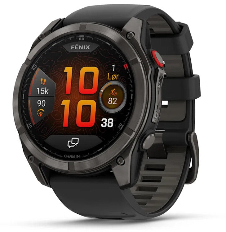 Garmin fēnix 8 Pro 3,56 cm (1.4") AMOLED 51 mm Digital 454 x 454 pixel Berøringsskærm Sort, Grå, Titanium Wi-Fi GPS (satellit)