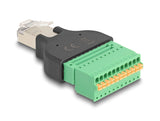 DeLOCK 66243 kabel kønsskifter RJ50 11 pin terminal block Sort, Grøn