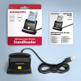 Axagon Universal desktop USB contact Smart/ID card reader with long USB-A cable. Suitable for the eObanka application. smartcard læser Indendørs USB 2.0 Sort