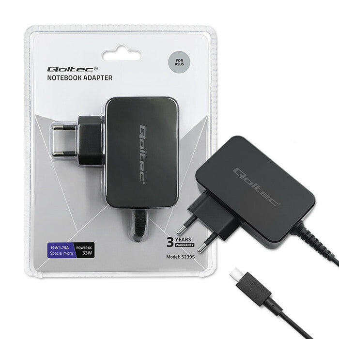 Qoltec 52395 oplader til mobil enhed Laptop Sort Vekselstrøm Indendørs