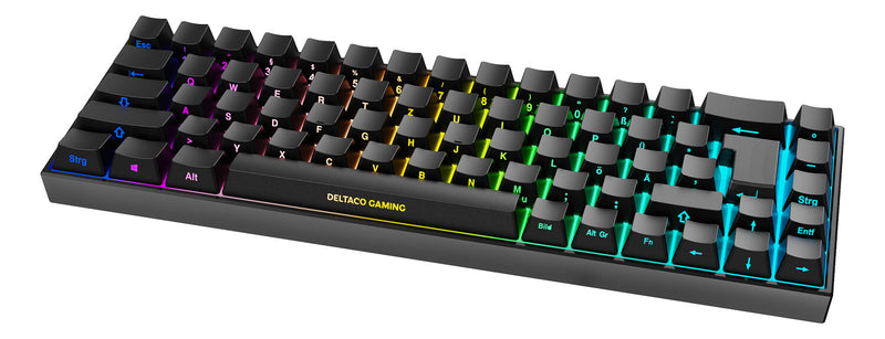 Deltaco Gaming GAM-100-DE tastatur Spil USB + RF Wireless + Bluetooth QWERTZ Tysk Sort