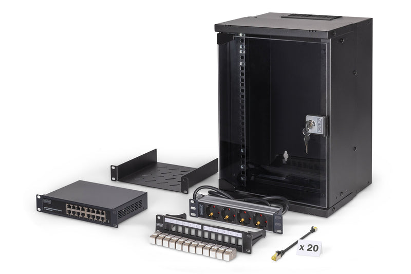 Digitus DN-49103-SET stativ 9U Vægmonteret stativ Sort