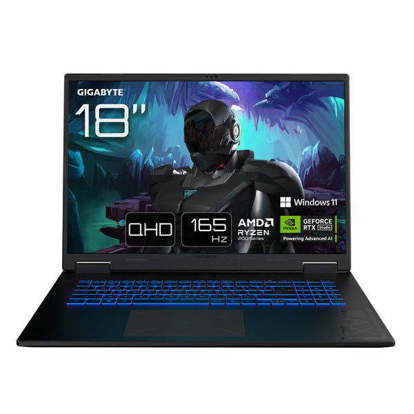 GIGABYTE GAMING A18 3VHK3DEC64SH laptop AMD Ryzen™ 7 260 45,7 cm (18") WQXGA 32 GB DDR5-SDRAM 1 TB SSD NVIDIA GeForce RTX 5060 Wi-Fi 6E (802.11ax) Windows 11 Home Sort