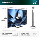 Hisense 75U7DSE TV 190,5 cm (75") 4K Ultra HD Smart TV Wi-Fi Sort, Grå
