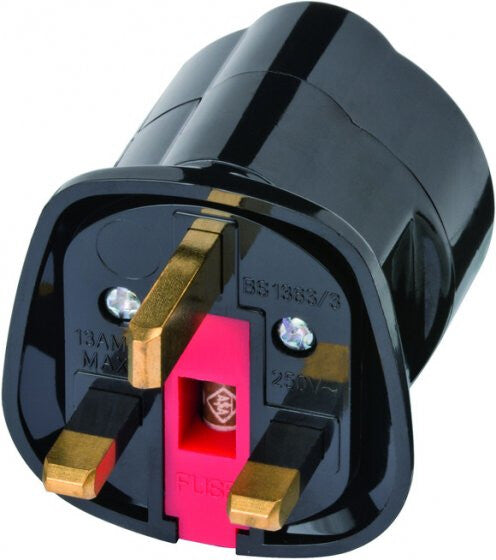 Brennenstuhl Travel Adapter earthed/GB strømstik adapter Type G (UK) Type F Sort