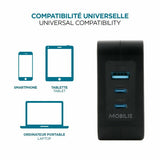 Mobilis Charger 100W 2USB C 1USBA GaN cable 100W Laptop, Smartphone, Tablet Sort Vekselstrøm Indendørs