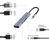 Gembird A-CM-COMBO5-02 dockingstation Ledningsført USB 3.2 Gen 1 (3.1 Gen 1) Type-C Sølv