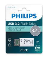 Philips Click USB-nøgle 32 GB USB Type-C 3.2 Gen 1 (3.1 Gen 1) Transparent, Hvid