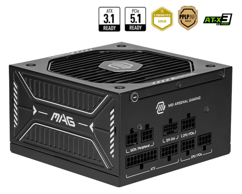 MSI MAG A650GLS PCIE5 enhed til strømforsyning 650 W 24-pin ATX ATX Sort