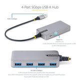 StarTech.com 5G4AB-USB-A-HUB interface hub USB 3.2 Gen 1 (3.1 Gen 1) Type-A 5000 Mbit/s Grå
