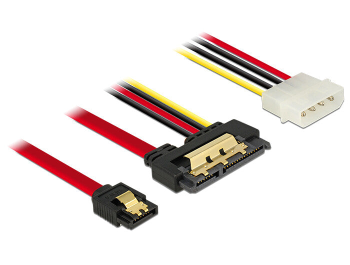 DeLOCK 85230 SATA-kabel 0,3 m SATA 7-pin + Molex (4-pin) SATA 22-pin Sort