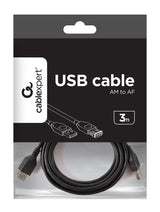 Gembird 3m USB 2.0 A M/FM USB-kabel USB A Sort